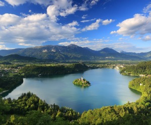 Bled Lake in Slovenia with the Assumption of Mary Church, Slovenia, Europe