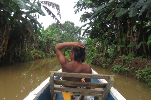 Boat trip to Embera Quera village, Panama.