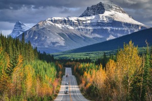 The Canadian Rocky mountains, along the world famous Icefields Parkway (Highway 93), in Alberta province of Canada.