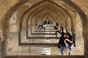 Arches of Si-o-se Pol bridge, or bridge of 33 arches, Esfahan.