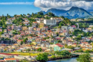 The colourful hillside houses of Fort-de-France, the capital city of Martinique.