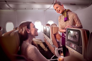 Etihad airlines' economy cabin.