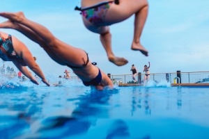 Allas - Jumping to the pool!
 SunMar3Finland - Finland sauna - Luke Slattery 
Image supplied byÂ Helsinki Marketing for ...
