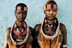 Two young women from the Hamar tribe, in the Turmi area of the isolated South Omo Valley.