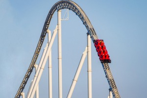 G2X8EB Formula Rossa, the fastest roller coaster in the world in Ferrari World amusement park at Yas Island - Abu Dhabi ...