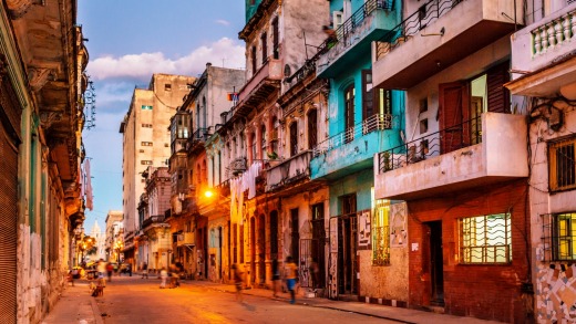 The streets of Havana at dusk.