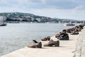 Sculpted shoes as a Memorial for Jews killed during WWII besides the Danube in Budapest.