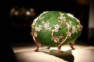 The Faberge Apple Blossom Egg on display in the Treasure Chamber in Vaduz Museum.