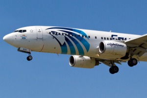 An EgyptAir Boeing 737-800. The airline is your best bet for direct flights in and out of Cairo.