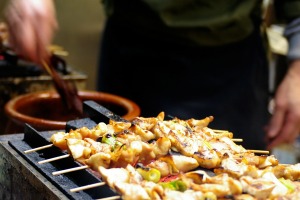 A traditional yakitori chicken stand in Tokyo.