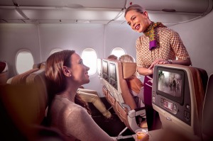 Etihad airlines' economy cabin.