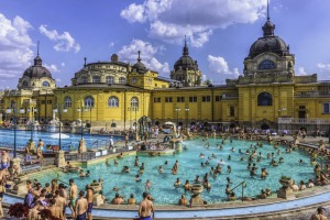 The famous Secheni Thermal Pools in Budapest, Hungary.