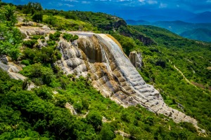 Hierve el Agua's natural rock formations are formed by freshwater springs saturated with calcium carbonate and other ...