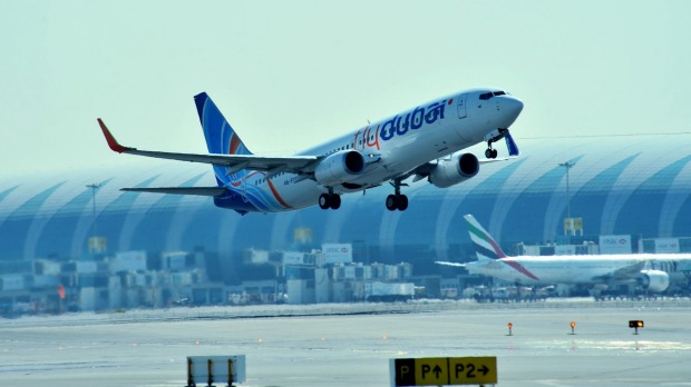 FlyDubai Boeing 737-800s takes off.