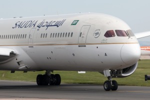 A Saudia Boeing 787-9 Dreamliner. Saudia most flies domestic and point-to-point flights to and from Saudi Arabia. The ...