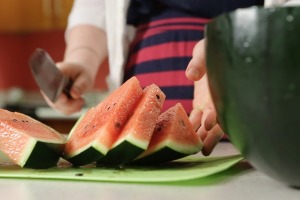 TORONTO, ON - AUGUST 20: A $200 Densuke watermelon from Japan. The Japanese watermelon is being sold for $199.99 at ...