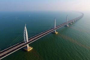 Hong Kong–Zhuhai–Macau Bridge stretches across 55 kilometres joining China's two former European territories.