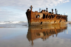 Maheno shipwreck on 75 Mile Beach, Fraser Island.