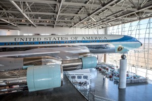 The Boeing 707 jet used primarily by President Ronald Reagan as Air Force One during his administration, on display at ...
