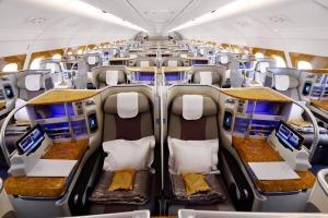 Pods of paradise: Emirates business class on the A380.