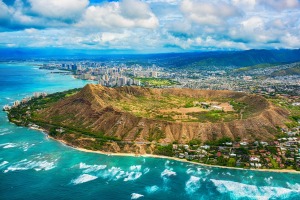 Diamond Head is the most dominant landform on the Waikiki coastline.