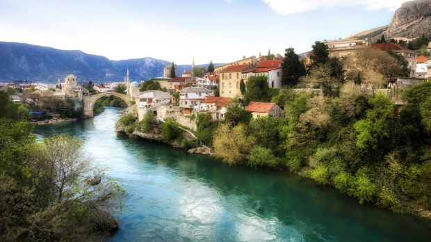 The famous Old Bridge (Stari Most) crossing the River Neretva in Mostar, Bosnia and Herzegovina satapr16cover
iStock
TRAVELLER, cover story: Europe less travelled
reuse permitted for print and online
