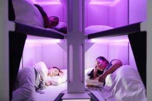 Air New Zealand will install its 'Skynest' lie-flat bunk beds at the rear of the economy class cabin from 2024.